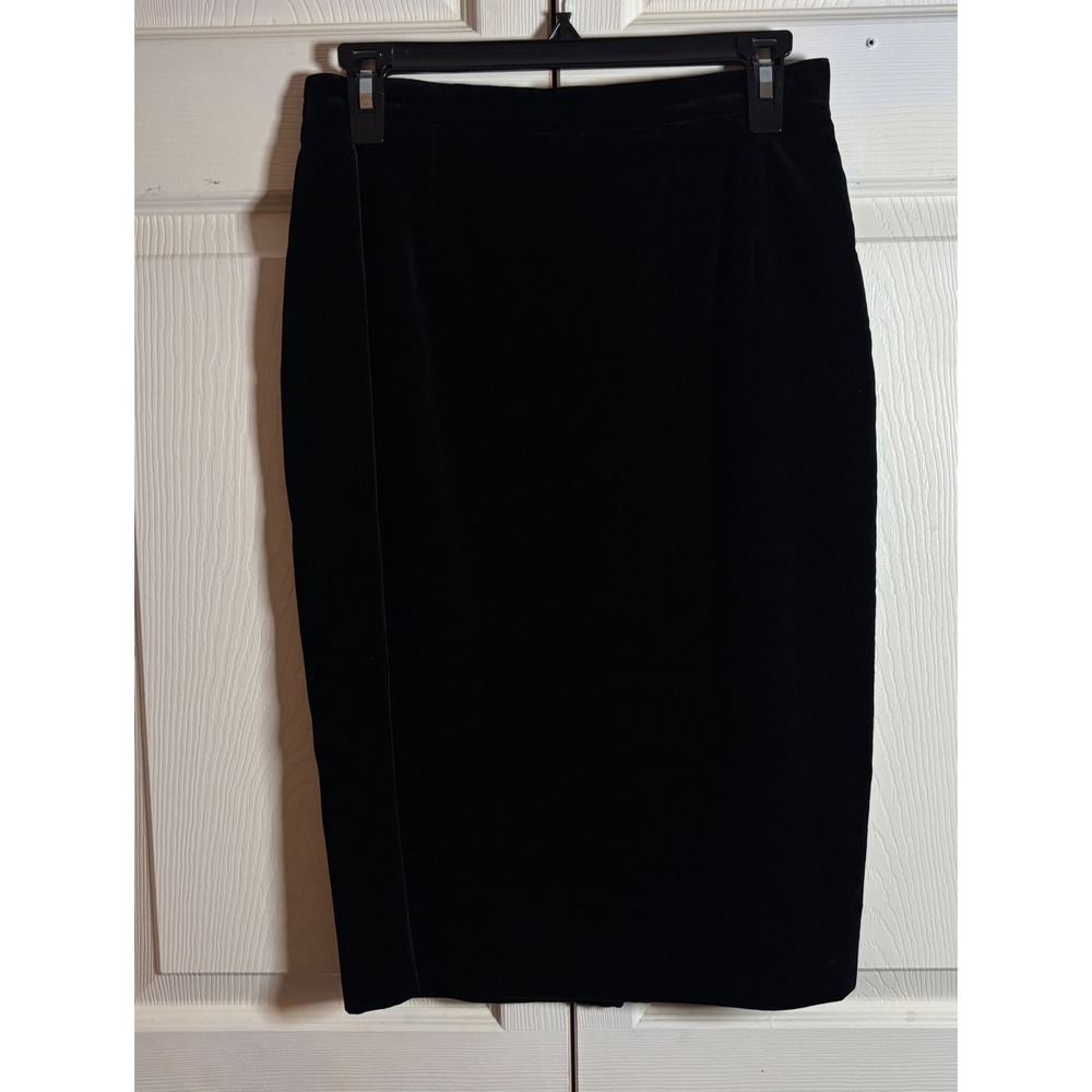Vintage Guy Laroche Boutique Paris Black Velvet Pencil Skirt Made in France Sz10